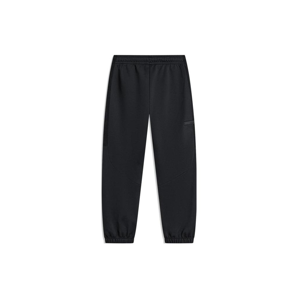 Li Ning Wade Series Solid Color Mid-Rise Cuffed Fleece Knit Sports Pants Men Pants Black AKLT941-1
