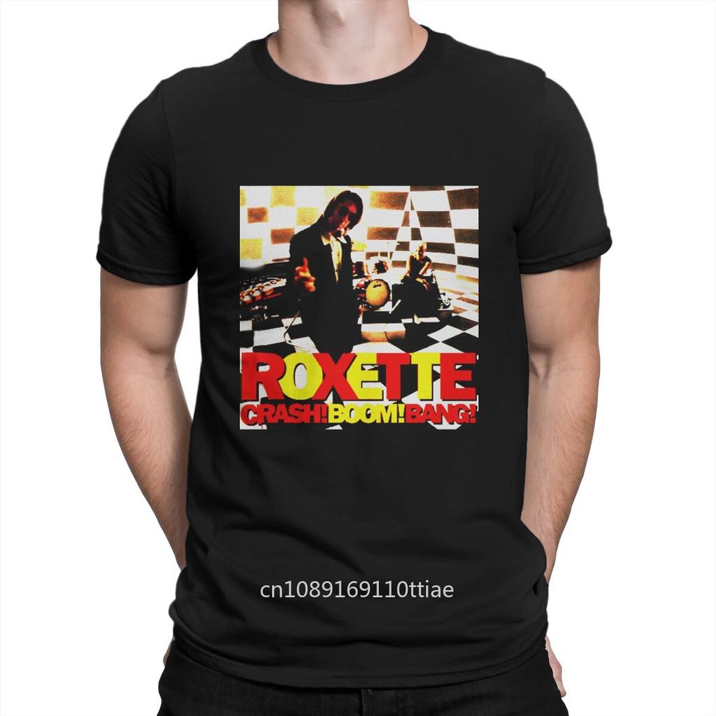 Groupe suédois dans les années 1980 Hommes T-shirts Roxette Super T-shirt Manches Courtes Col Rond T-shirts 100% Coton Hauts Imprimés Graphiques