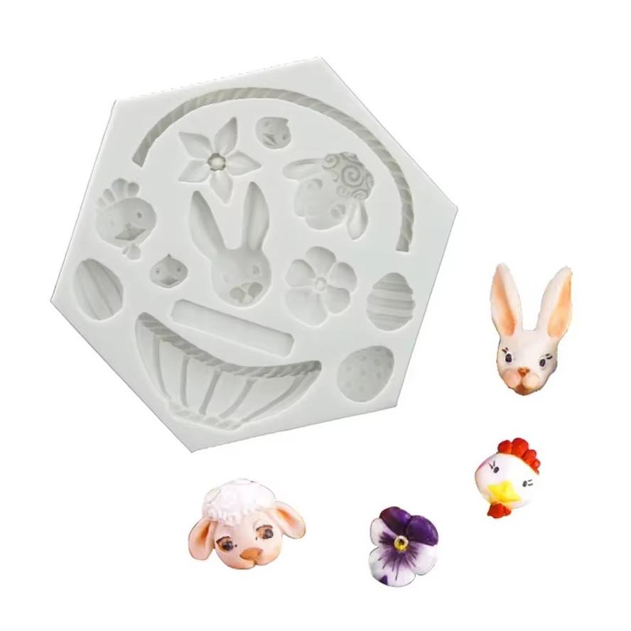 Easter Rabbit Handmade Mold 3D Silicone Egg Flower Fondant Chocolate Mold Cake Baking Accessories Cake Decoration Accessories