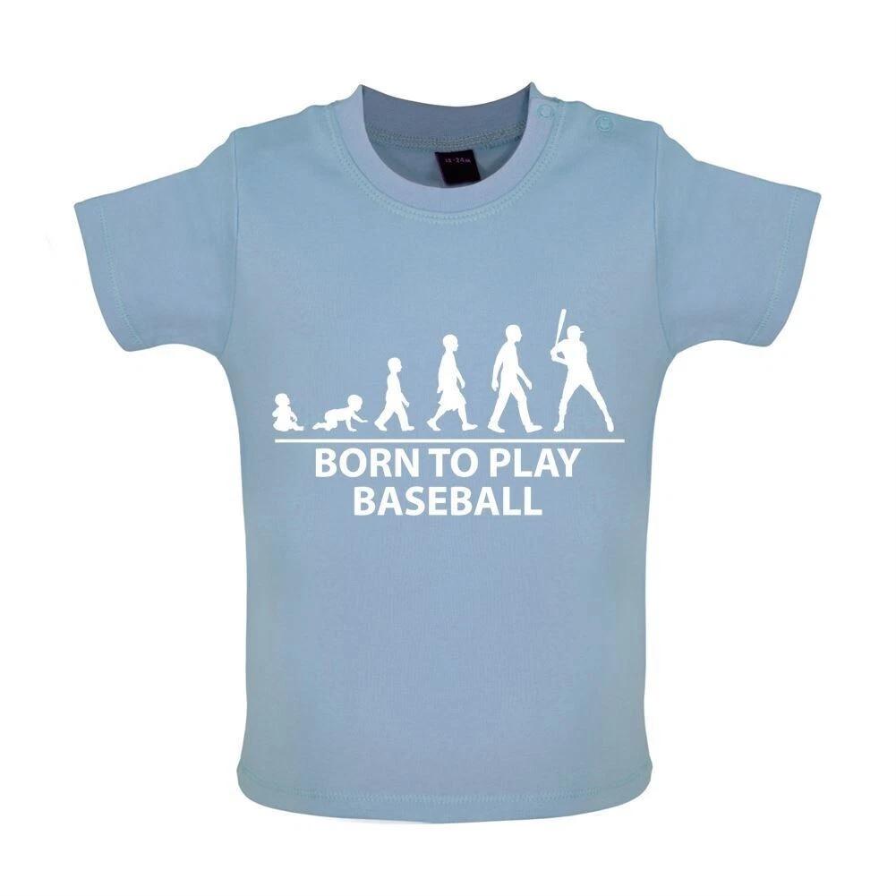 

Born To Play Baseball - Baby Kids Boys Girls Unisex T-Shirt / Babygrow - Base Ball Player Fan Love Bat 120