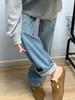 Pear-Shaped Women's Plus Velvet Wide-Leg Floor-Length Warm Jeans