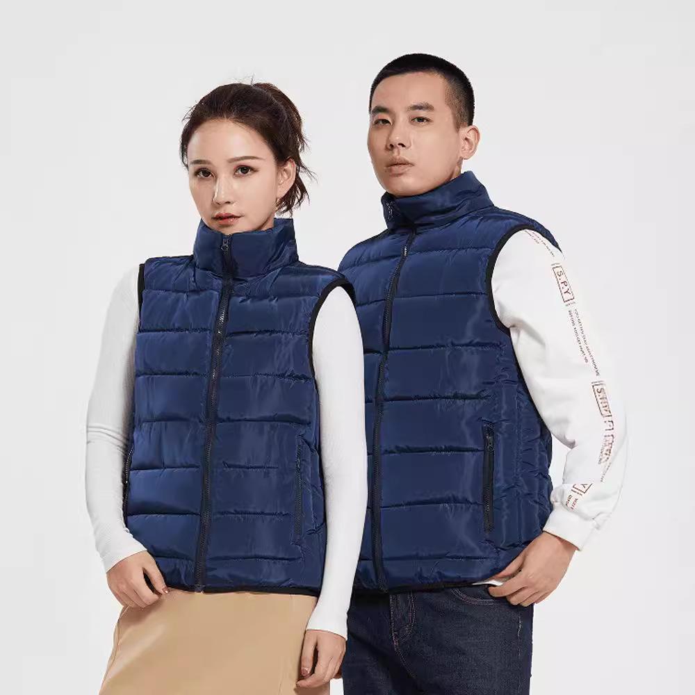 Unisex Winter Down Cotton Vest – Thick, Warm, Outdoor Waistcoat with Embroidered Logo