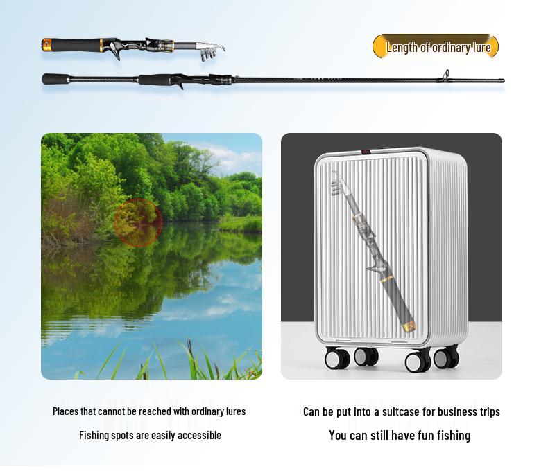 Telescopic Long Distance Casting Sea Fishing Rod Set with Guides & Baitcasting Reel