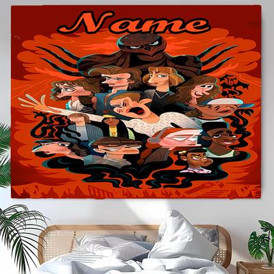 Personalized Stranger Things Background Tapestry,Custom Name Birthday Party,Multifunctional Wall Decoration for Home Decor,Various Occasions