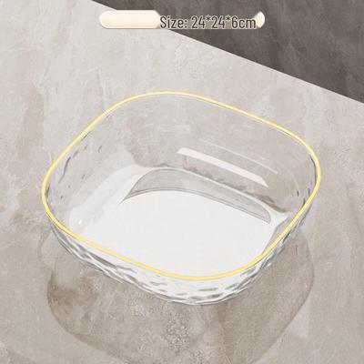 ZISIZ Large Gold Rimmed Transparent Fruit Plate