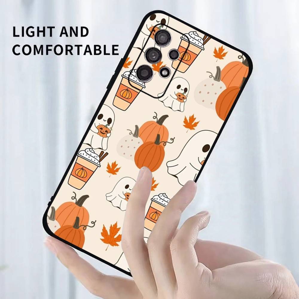 

Autumn leaves pumpkin Phone Case For Samsung S25,S24,S23,S22,S21,S20,S10,Ultra,Plus,Lite,FE,Soft Silicone Black Cover Samsung S21fe
