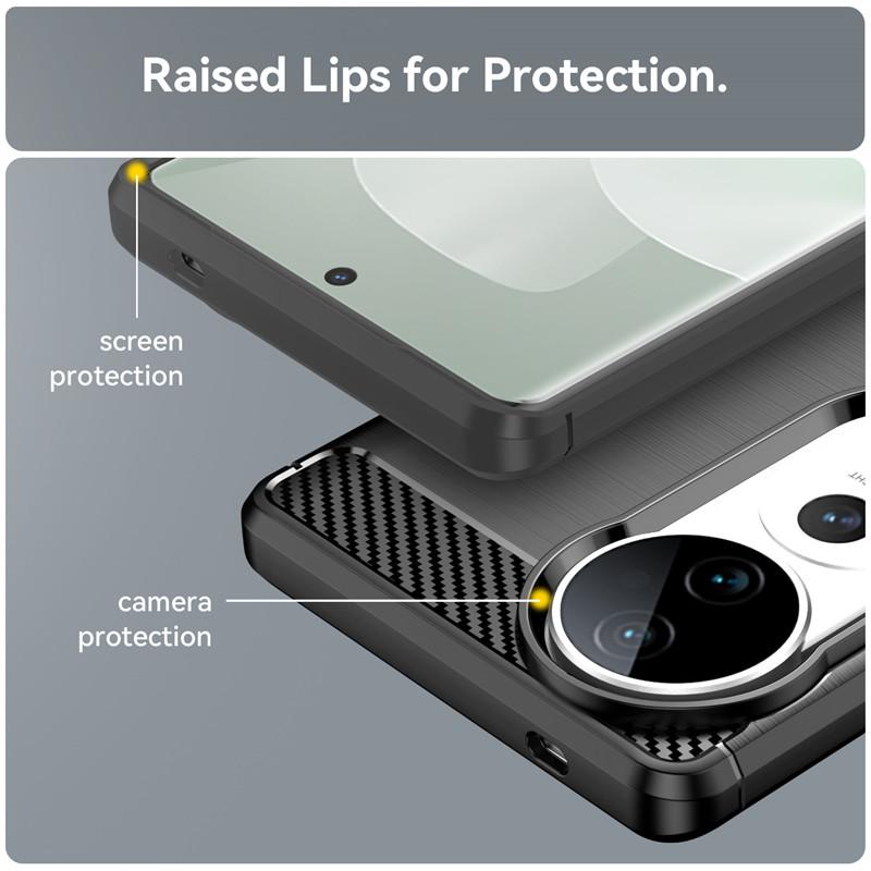 Für Vivo V40 5G Hülle Für Vivo V40 Hülle 6,78 Zoll Kohlefaser Stoßfest Silikon Bumper Für Vivo V40 Fundas