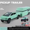 1:32 Tesla Pickup Truck Toy with Caravan: Alloy Pull-back Model with Sound, Light, and Opening Doors