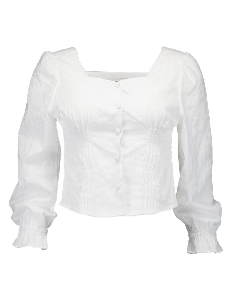 Sukkoleuseji Blouse Resembling A Wrinkled Book (White)