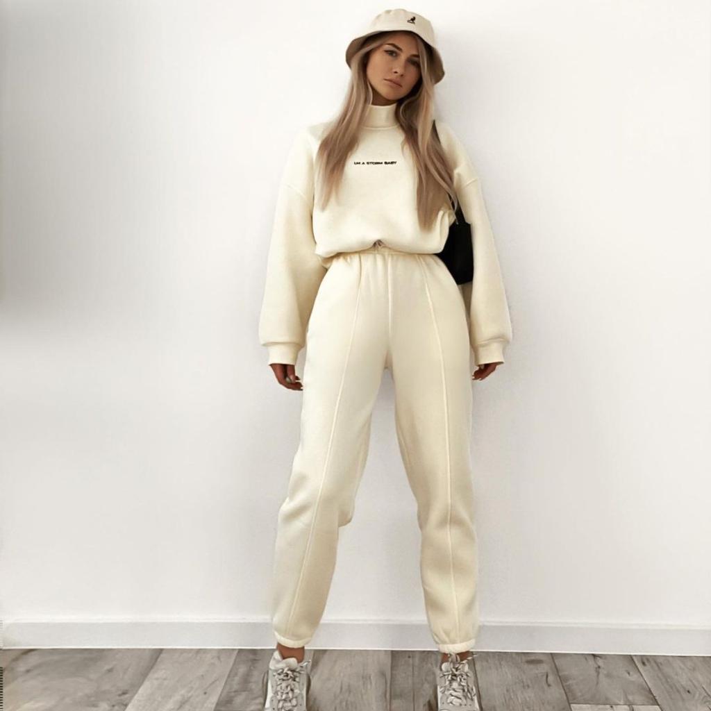 Autumn Winter 2 Piece Set Women Hoodie Pants Printed Tracksuit Pullover Sweatshirt Trousers with Pockets Tracksuit Suits