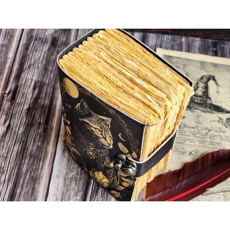 Leather Journal Spell Wizard Cat Book Blank Magik Notebook Book Of Shadows Wiccan Pagan Grimoire Book for Traveling Sketchbook
