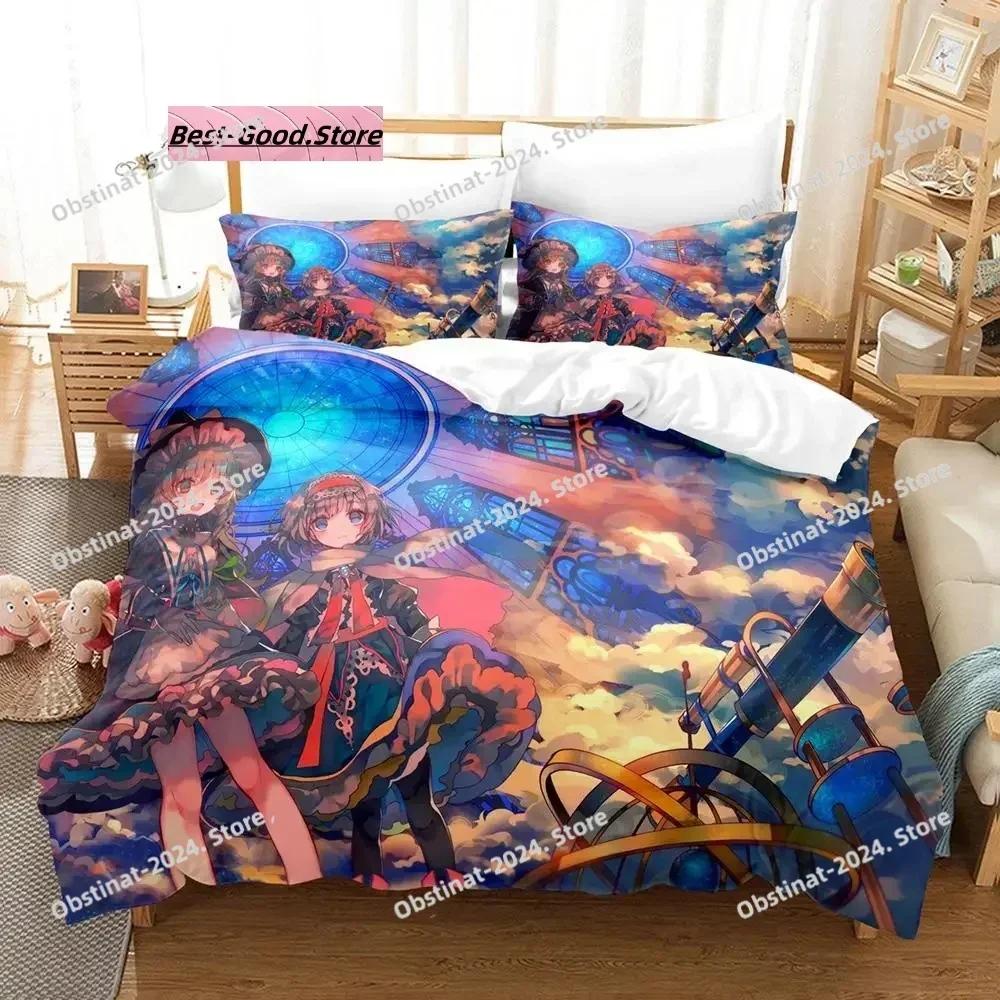 Touhou Project Bedding Set Printed Single Comforter Quilt Bed Cover Duvet Cover Pillow Case 3 Pieces Sets Kids Adult Size Kawaii