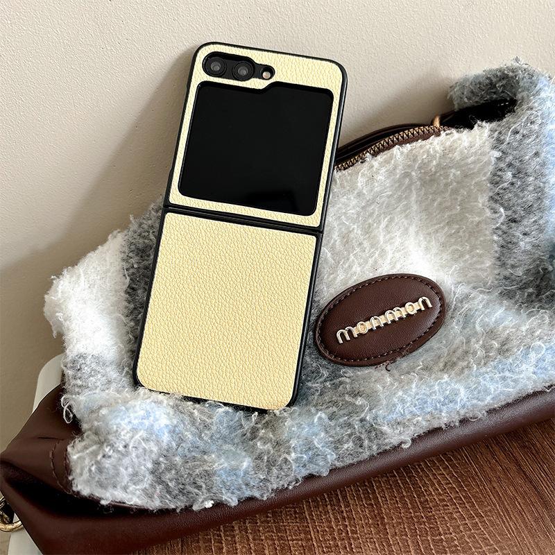 Leather Solid Color Mobile Phone Case for Samsung Zflip6 Clamshell Folding Screen Findn2Flip Hard Shell Xflip
