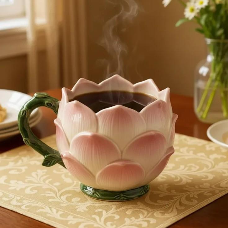 

Flower-patterned Mug, Coffee Cup, Multiple Styles Available, Flower-shaped, Office and Home Drinking Cup, Decorative Item, Gift 301-400ml