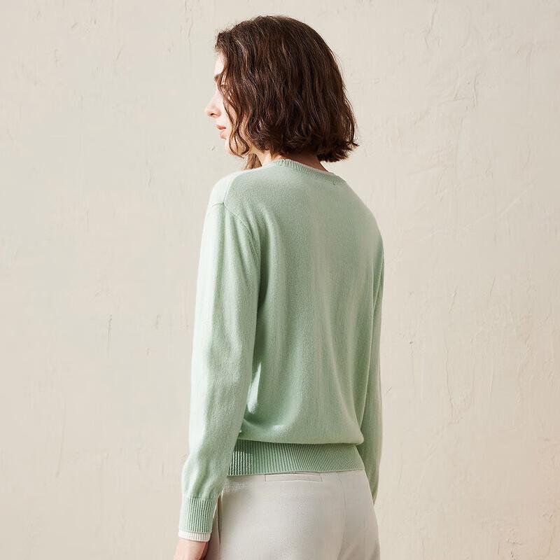 Kemengboka Women's Pure Cashmere Embroidered Color Block Sweater