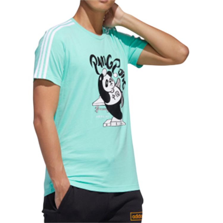 adidas NEO Panda Gra w Ping Ponga Nadruk Slim Fit T-shirt Męski Topy Teal GK1553