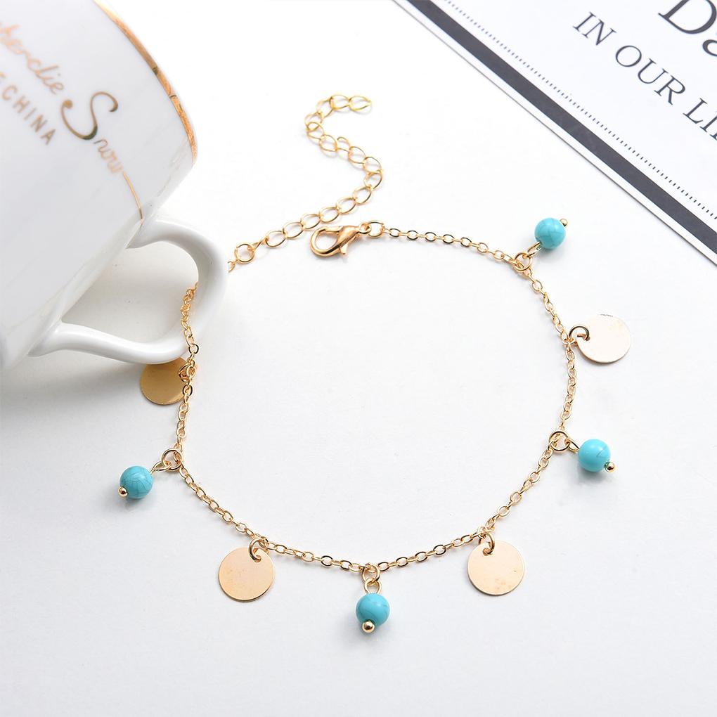 Ankle Bracelets Exquisite Universal Turquoise Jewelry Sturdy Alloy Accessories Valentines Day Beach Gifts Foot Chains for Women