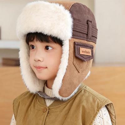 Kışlık çocuk Lei Feng şapkası polar kalınlaştırılmış Kuzeydoğu soğuk şapkası erkek ve kız sıcak bebek dış mekan sürüş kulaklık şapka