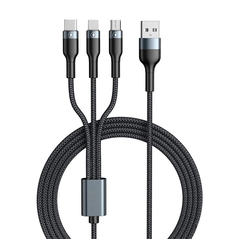 3-IN-1 USB Cable Fast Charging Cable Multi Charging Cord USB Cord Adapter Braided Wire For Mobile Phone Tablet Laptop