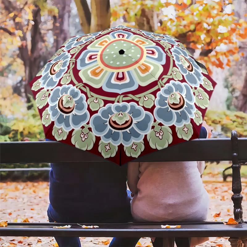 1 szt. Automatyczny Składany Parasol - Wzór Kreskówkowy, Przenośny i Składany Design z 8 Żebrami, Prezenty Świąteczne i Urodzinowe