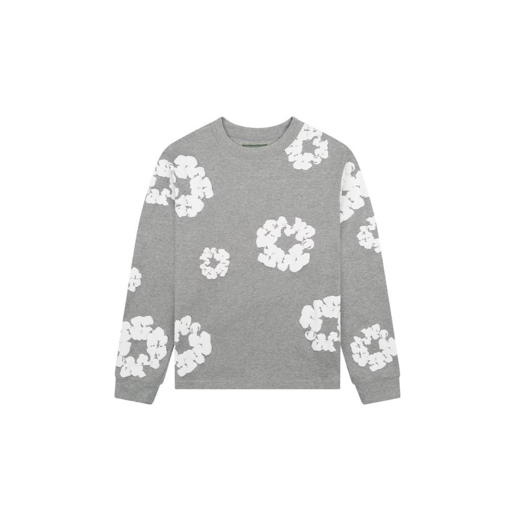 Denim Tears Long Sleeve Cotton Wreath T-shirt Grey