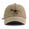 1pc Black T. Rex Print Washed Baseball Cap for Adults,  Minimalist Retro Style Casual Soft Adjustable Dad Hat, Perfect As Gift