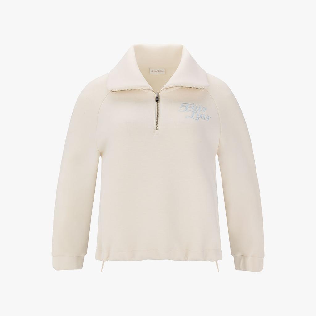 FAIRLIAR GOLF Crop Zip-Up Pullover T-Shirt (Cream)