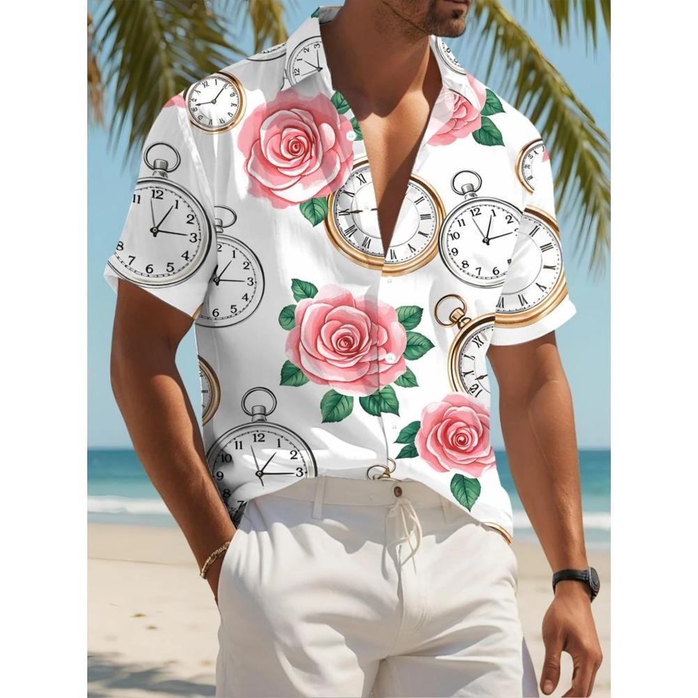 Men's Urban Hawaiian Shirt Summer Man Short Sleeve Cool Beach Print Breathable Lightweight Casual Fashion Tops