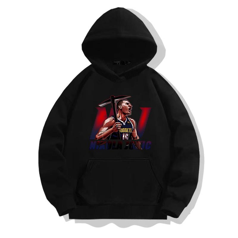 Denver Nuggets Jokic Basketball Hooded Sweater Men s Autumn Youth Trend Brand Loose Shoulder Long Sleeve Top 155XXS
