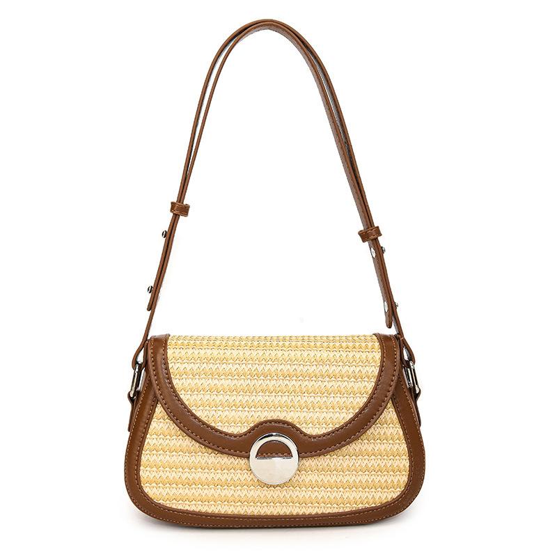 

Новые продукты модные и передовые, контрастные цвета, плетеные маленькие сумки, повседневный зарубежный стиль, нишевые и популярные универсальные на плечо меш коричневый