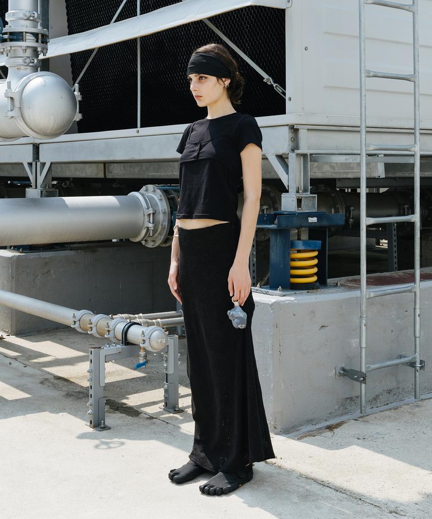 THREE TO EIGHTY Mock Bustier Layer Tee Black