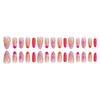 30pcs Almond Press On Nails With Floral Design Short Glossy False Nails with Rhinestones Decor For Party Wedding Photography