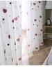 Korean Style Love Heart Embroidered Sheer Tulle Curtain for Living Room Bedroom, Cute Sweet White Transparent Window Voile Curtain for Home Decoration
