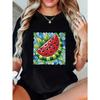 Women'S Casual Summer T-Shirt with Vibrant Watermelon Slice Print - Soft, Comfortable Round Neck Short Sleeve Top In