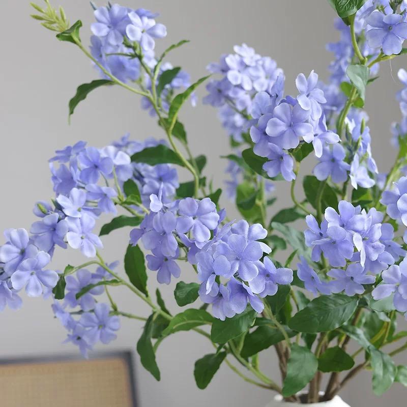 3Pcs/6Pcs Fake Silk Blue Flowers Artificial Plumbago Flower Realistic Blue & White Fake Floral Stems for Arrangements Home Decor