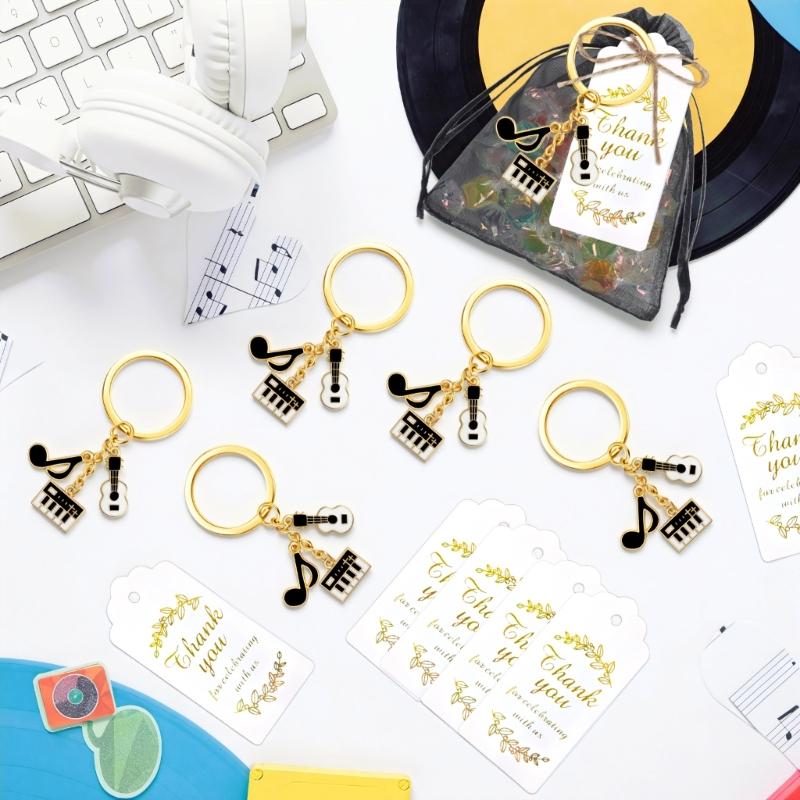 Pack Of 10 Music Theme Keychains Set With Guitar And Electronic Keyboard Birthday Party Souvenir Daily Decoration Items