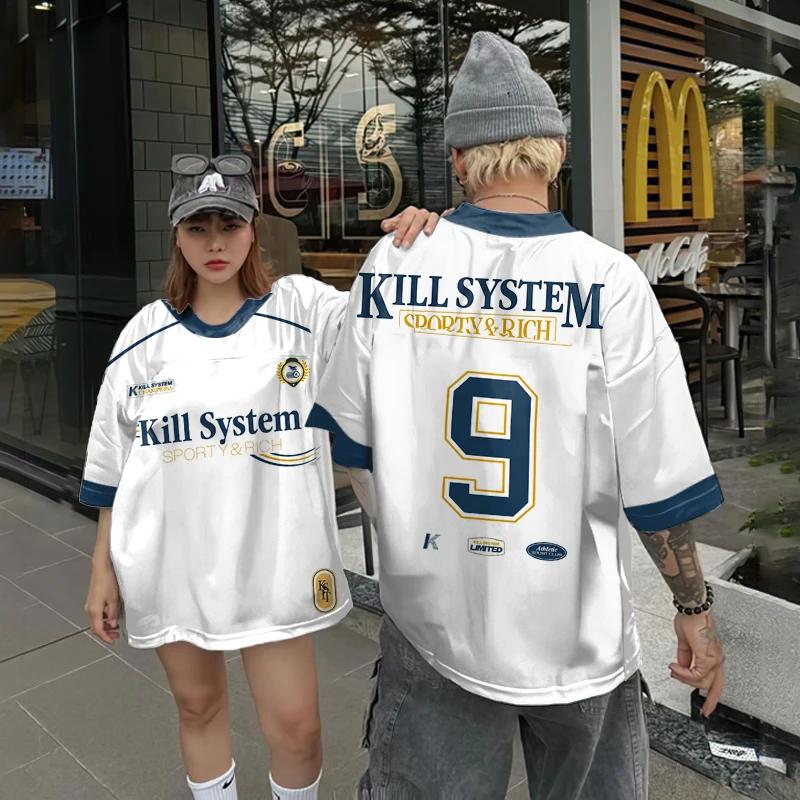 Short Sleeved T-shirt Men's Fashion New T-shirt Short Sleeved Top Summer Casual Loose Hip-hop Round Neck Clothing