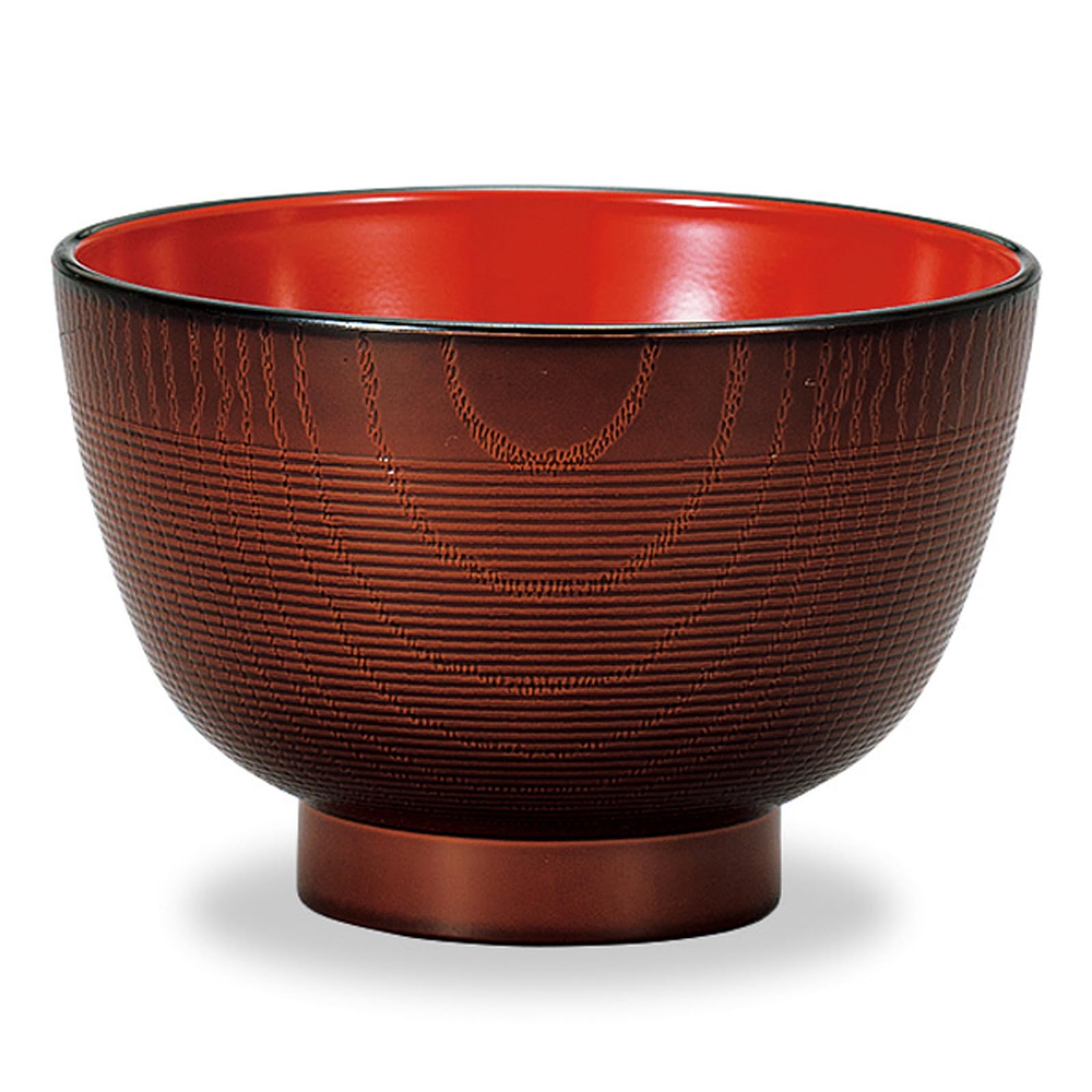 Yamanaka Lacquerware Miso Soup Microwave and Dishwasher Dark Red Wood Grain Made in Bowl, Bowl, 10.5cm, 330ml, Safe, Finish, Japan, M16090-1