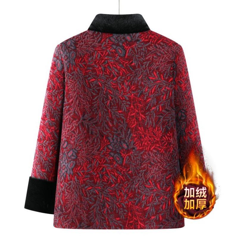 Middle-aged Elderly Autumn Clothing Female Grandmother Clothing Woolen Coat Aged Elderly Clothing Mother Autumn Mink Velvet Coat