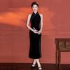 Neck black golden velvet national style new Chinese cheongsam improved young 1011 new women's high-end evening dress