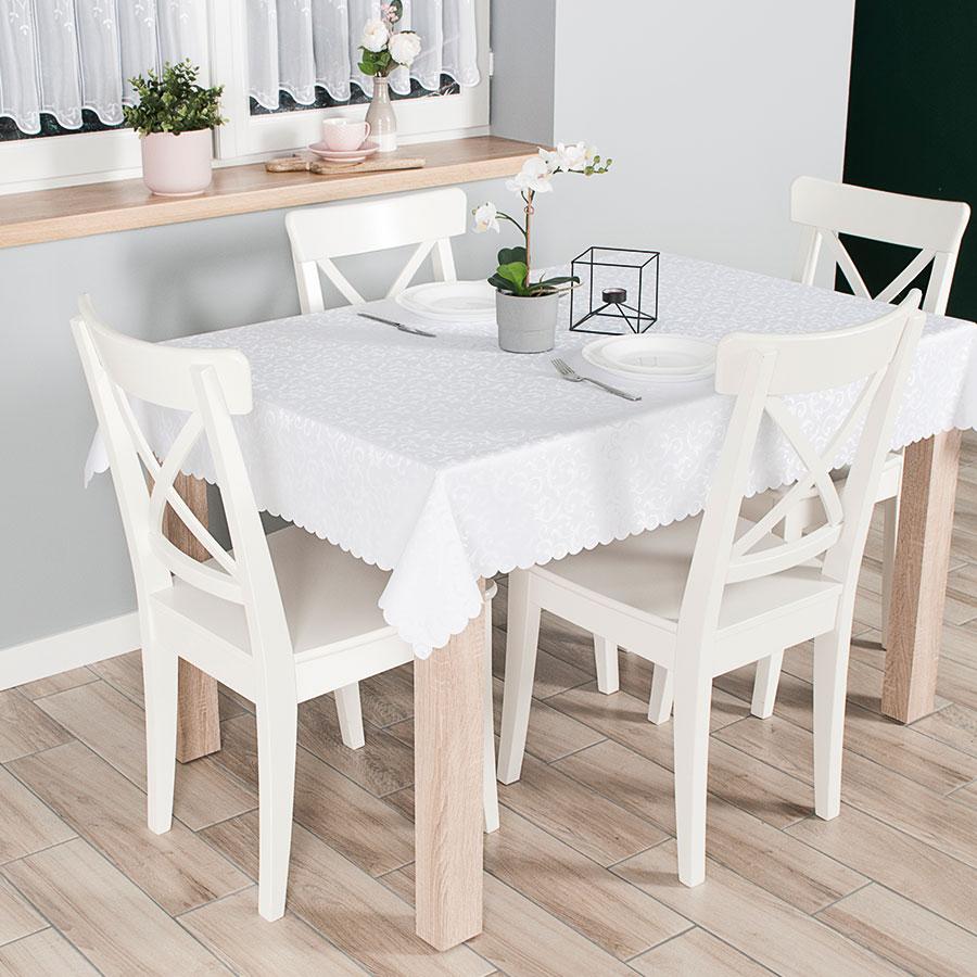 Alan Tablecloth Waterproof White With Ornaments 110X160