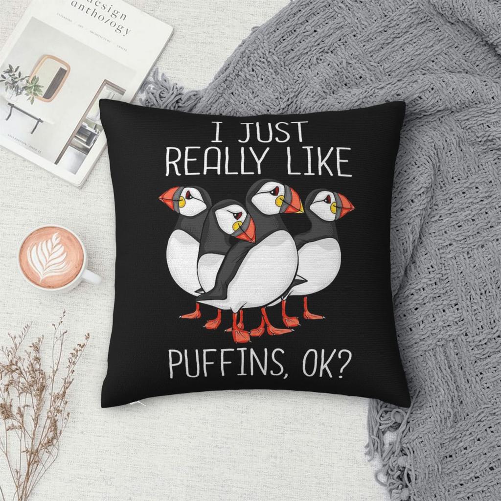 Atlantic Puffin Bird Square Pillowcase Polyester Linen Velvet Pattern Zip Decor Throw Pillow Case Bed Cushion Cover
