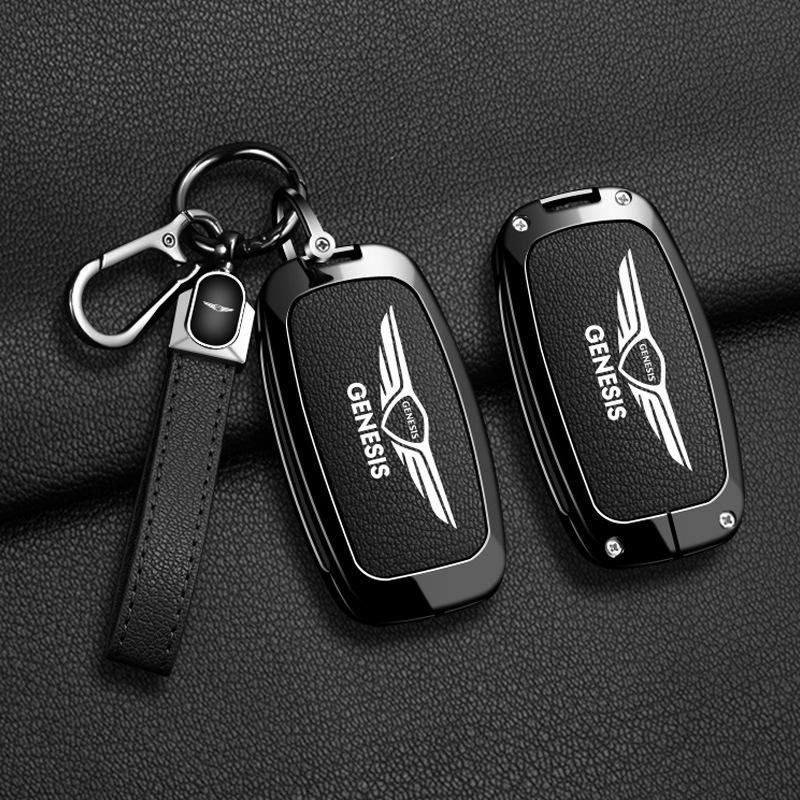 Genesis Autoschlüssel-Etui Hülle für G80/G70/GV80/GV70 - Metall Vollumwickelung mit Schnalle
