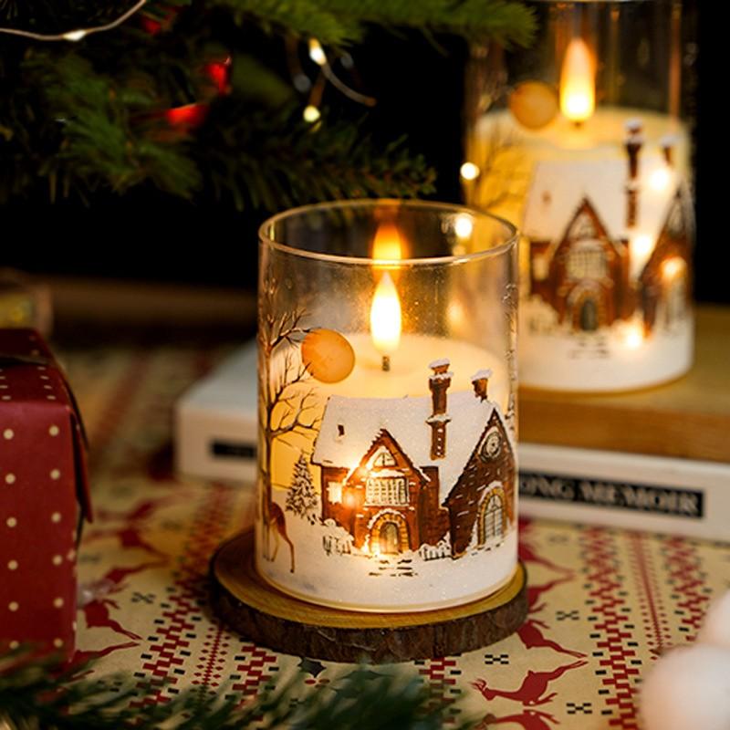 3-Pack LED Candles w Remote Control Flameless Snowman Sleigh Car Elk Christmas Tree Sticker LED Candle For Christmas Decoration