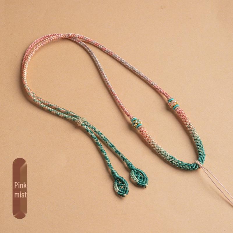 

Плетёное вручную восьмирядное ожерелье-подвеска с Буддой из жадеита и застёжкой-карабином