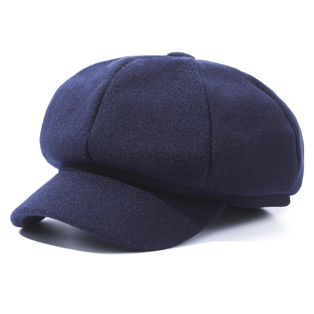 Woolen Fabric Baker Cap Solid Color Beret Hat Fashion Octagonal Cap  Autumn Winter
