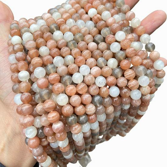 Jinde Jewelry Natural Mixed Moonstone & Sunstone Beads Bracelet - Round DIY Jewelry Accessories
