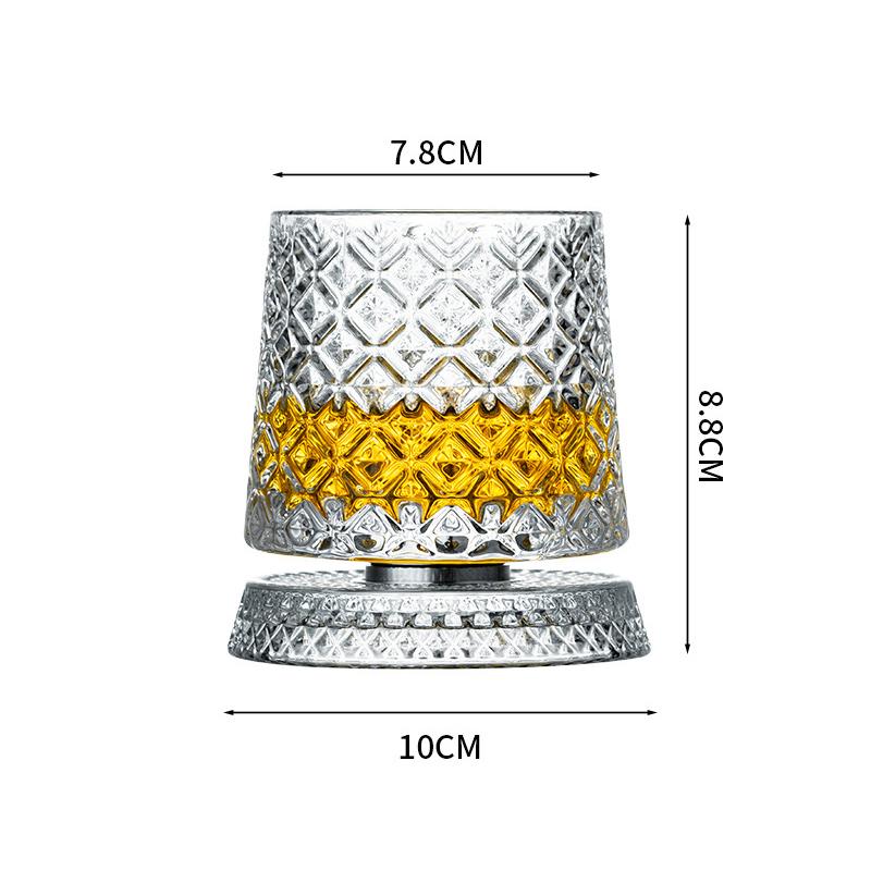 360° Rotatable Spinning Crystal Whiskey Tumbler Stress Relief Old Fashioned Glass for Scotch Spirits 280ml Crystal Whiskey Glass
