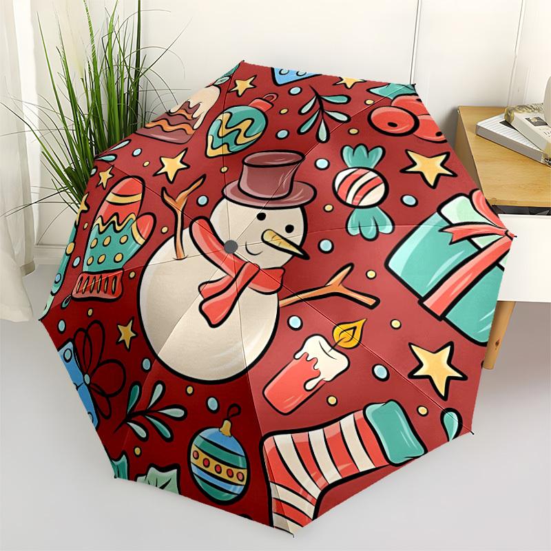 1pc Christmas Winter Wonderland Automatic Open/Close Umbrella, Compact Travel Umbrella, 8-Rib Sturdy Frame - Ideal Gift for Friends yy251118054