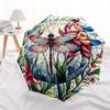 1pc Stained Glass Dragonfly Automatic Open/Close Umbrella with Windproof, Functional Design, 8-Rib Sturdy Canopy